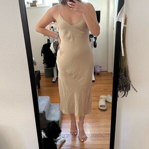 Aritzia Midi Champagne Slip Dress